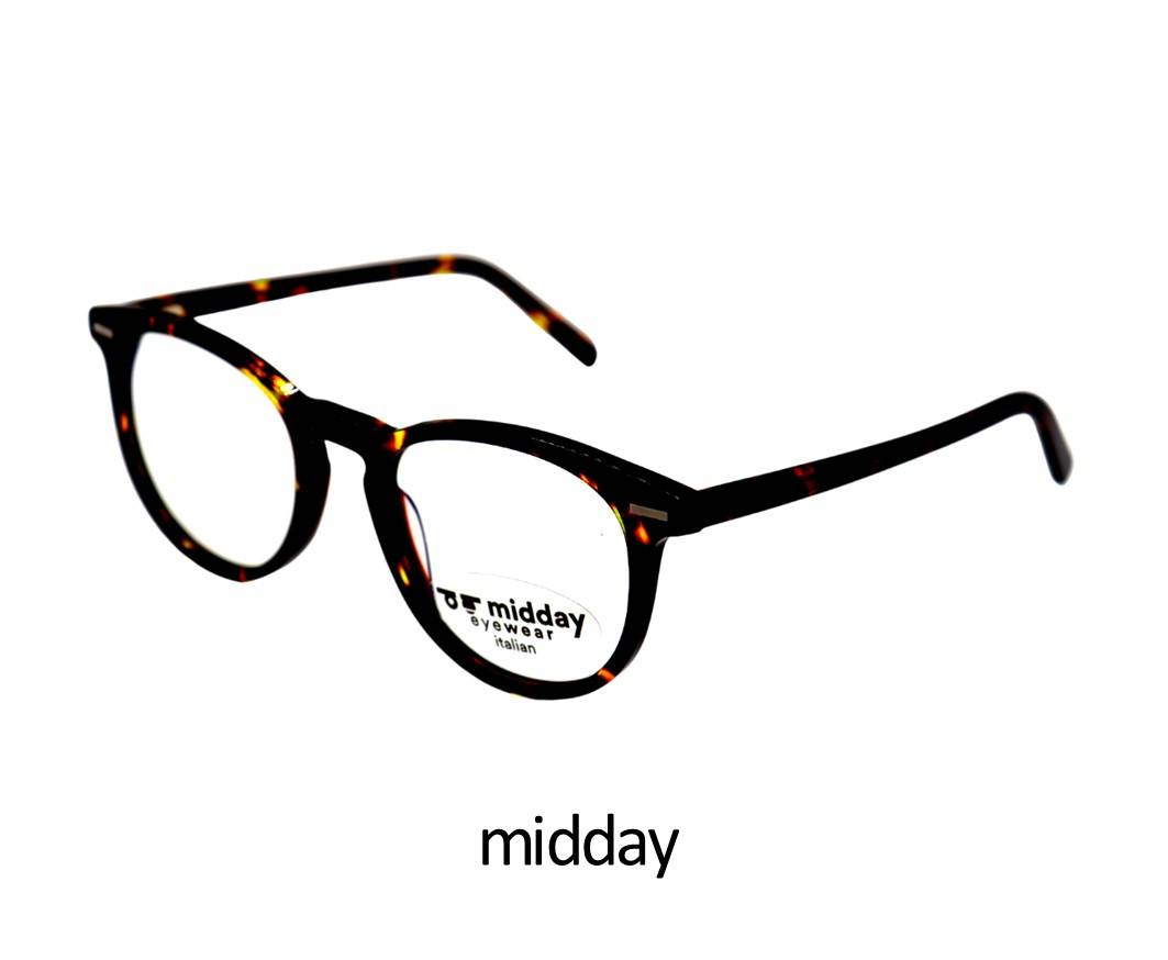 MIDDAY occhiale in plastica celluloide con inserto in metallo sul frontale colore tartarugato e nero aste cottili